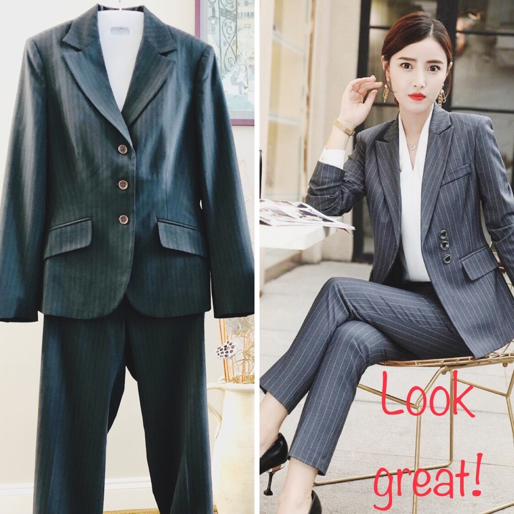 NEW‼️ElCorteInglés blazer blue 42% wool sz 10-L